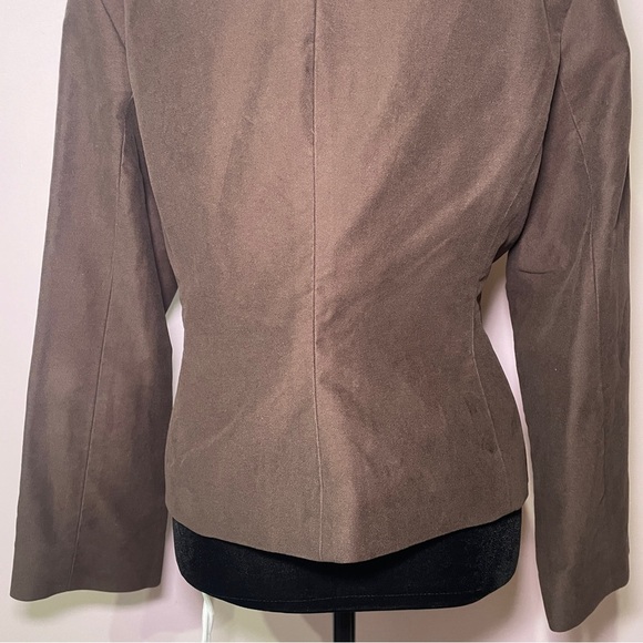 Djerf Avenue- Moleskin Blazer Brown Size Medium Fitted Cropped Cotton Jacket - Picture 13 of 14